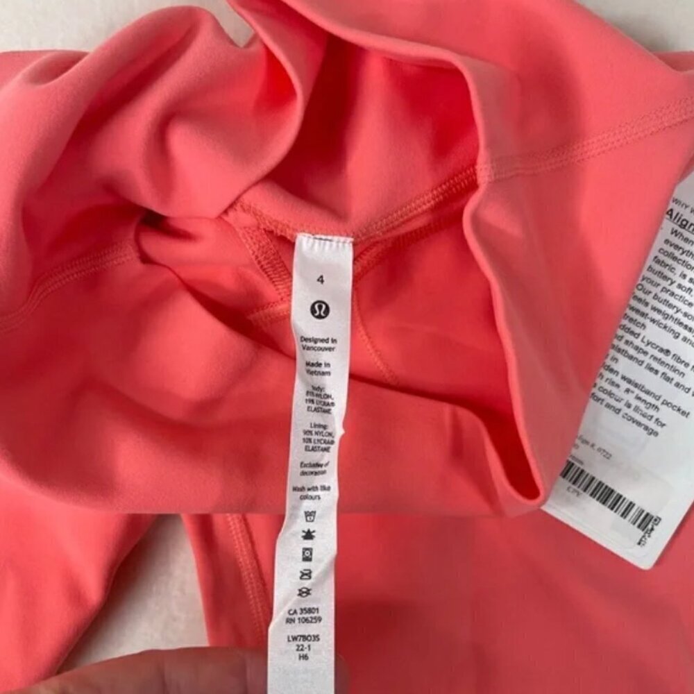 Lululemon Align High Rise Short Raspberry Cream Size 4 NWT - Picture 5 of 9